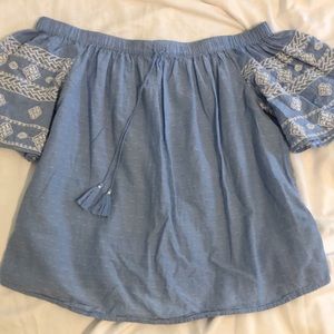 Old Navy Off the Shoulder Embroidered Blouse, size S